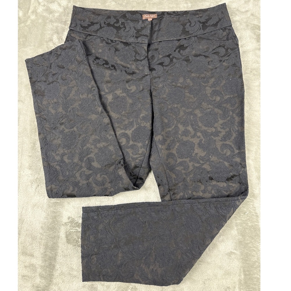 Phase Eight Black Jacquard Floral Damask Slim Leg Trousers Pants Size 10 UK
